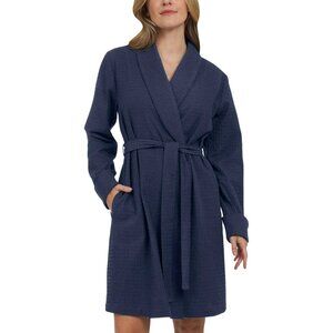 Lands' End Women’s Waffle Resort Robe Navy, Size Medium (New)